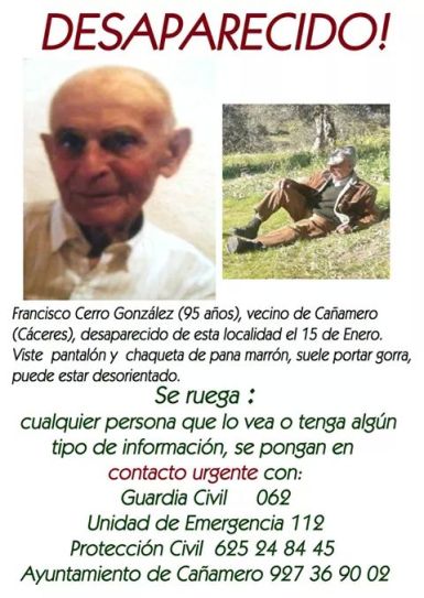 desaparecido en cañamero